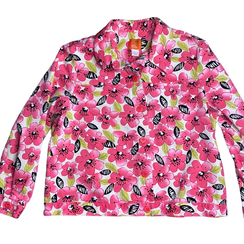 Vintage Pink Floral Chunky Button Blazer Jacket